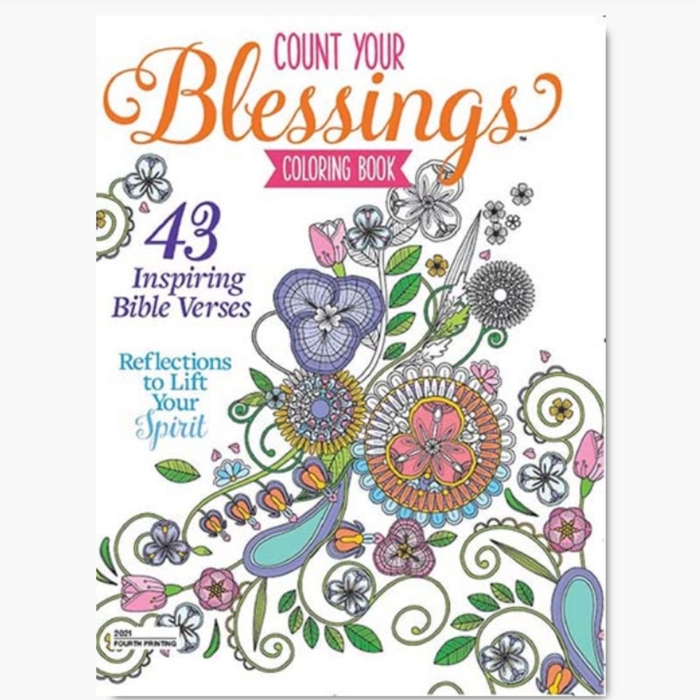 🆕 Count Your Blessings Adult Coloring Book w/ 43 Inspiring Bible Verses, New